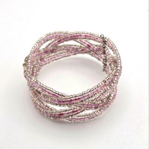 Elegant Pink and Silver Beaded Bracelet